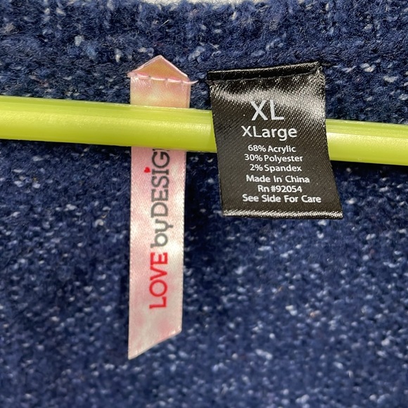 Love by Design navy speckled sweater duster vest XL open cardigan - Picture 3 of 6